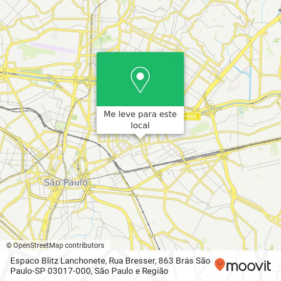 Espaco Blitz Lanchonete, Rua Bresser, 863 Brás São Paulo-SP 03017-000 mapa