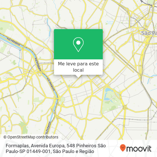 Formaplas, Avenida Europa, 548 Pinheiros São Paulo-SP 01449-001 mapa