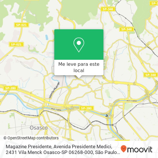 Magazine Presidente, Avenida Presidente Medici, 2431 Vila Menck Osasco-SP 06268-000 mapa