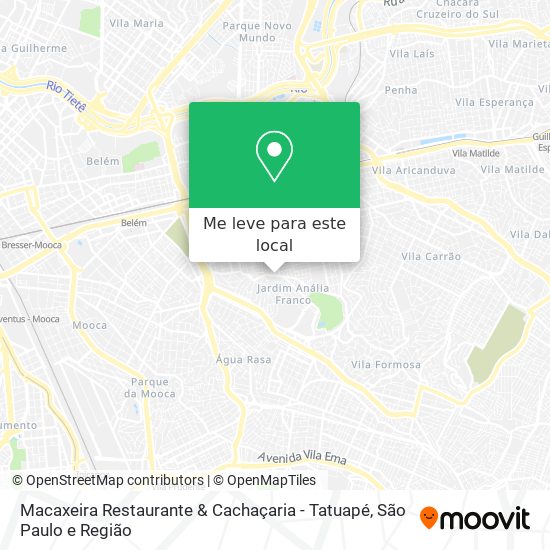 Macaxeira Restaurante & Cachaçaria - Tatuapé mapa