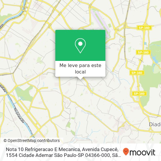 Nota 10 Refrigeracao E Mecanica, Avenida Cupecê, 1554 Cidade Ademar São Paulo-SP 04366-000 mapa