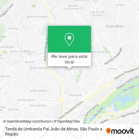 Tenda de Umbanda Pai João de Minas mapa