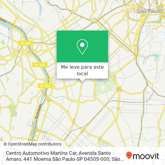 Centro Automotivo Martins Car, Avenida Santo Amaro, 441 Moema São Paulo-SP 04505-000 mapa