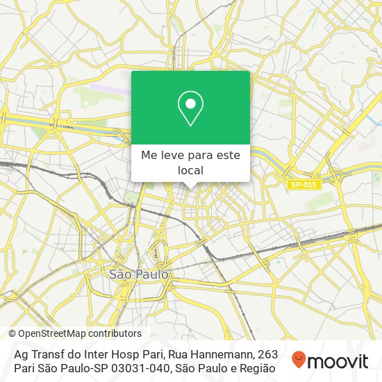 Ag Transf do Inter Hosp Pari, Rua Hannemann, 263 Pari São Paulo-SP 03031-040 mapa