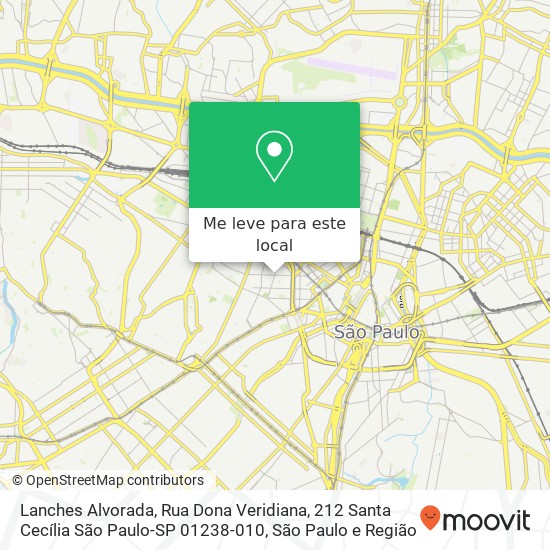 Lanches Alvorada, Rua Dona Veridiana, 212 Santa Cecília São Paulo-SP 01238-010 mapa