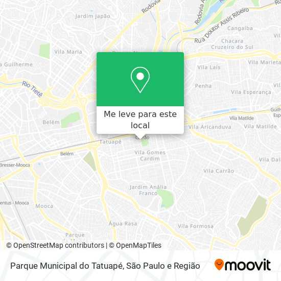 Parque Municipal do Tatuapé mapa