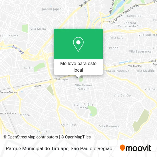 Parque Municipal do Tatuapé mapa