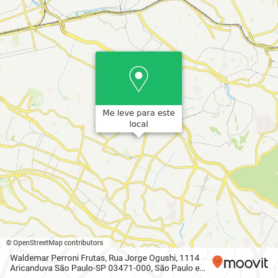 Waldemar Perroni Frutas, Rua Jorge Ogushi, 1114 Aricanduva São Paulo-SP 03471-000 mapa