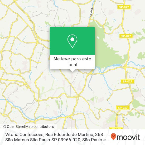 Vitoria Confeccoes, Rua Eduardo de Martino, 368 São Mateus São Paulo-SP 03966-020 mapa