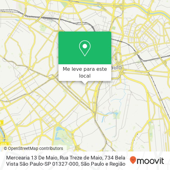 Mercearia 13 De Maio, Rua Treze de Maio, 734 Bela Vista São Paulo-SP 01327-000 mapa