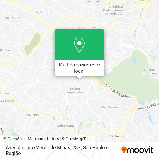 Avenida Ouro Verde de Minas, 287 mapa