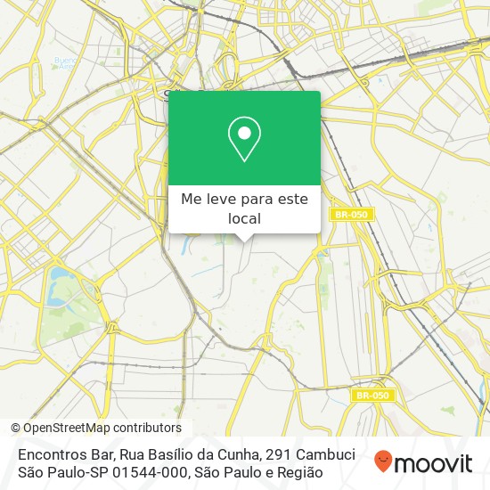 Encontros Bar, Rua Basílio da Cunha, 291 Cambuci São Paulo-SP 01544-000 mapa