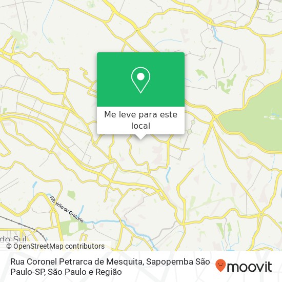 Rua Coronel Petrarca de Mesquita, Sapopemba São Paulo-SP mapa