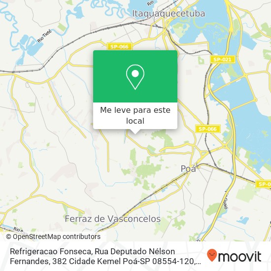 Refrigeracao Fonseca, Rua Deputado Nélson Fernandes, 382 Cidade Kemel Poá-SP 08554-120 mapa
