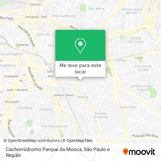 Cachorródromo Parque da Mooca mapa