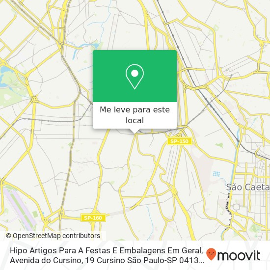 Hipo Artigos Para A Festas E Embalagens Em Geral, Avenida do Cursino, 19 Cursino São Paulo-SP 04133-000 mapa