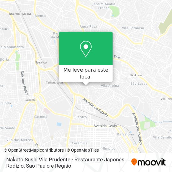 Nakato Sushi Vila Prudente - Restaurante Japonês Rodízio mapa