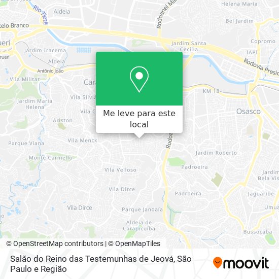 Salão do Reino das Testemunhas de Jeová mapa
