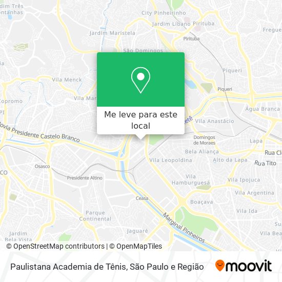 Paulistana Academia de Tênis mapa