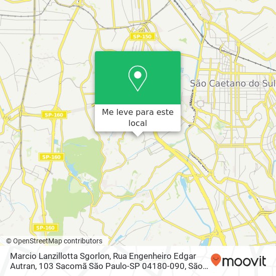 Marcio Lanzillotta Sgorlon, Rua Engenheiro Edgar Autran, 103 Sacomã São Paulo-SP 04180-090 mapa