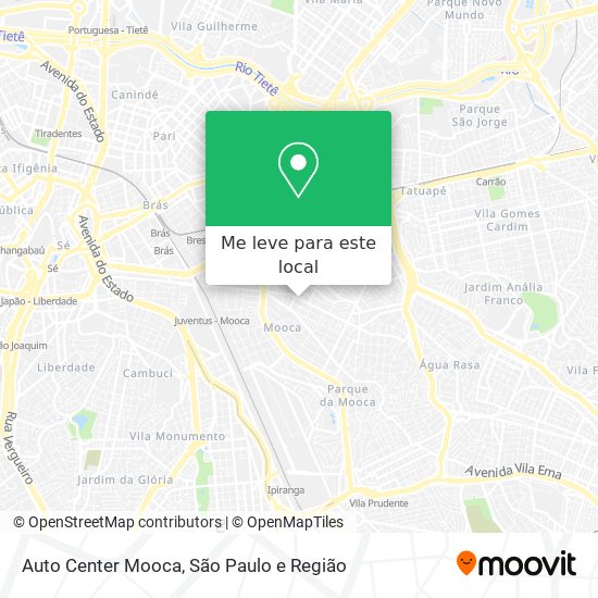 Auto Center Mooca mapa