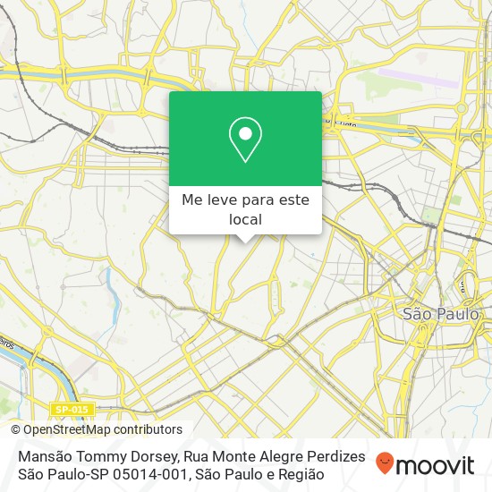 Mansão Tommy Dorsey, Rua Monte Alegre Perdizes São Paulo-SP 05014-001 mapa