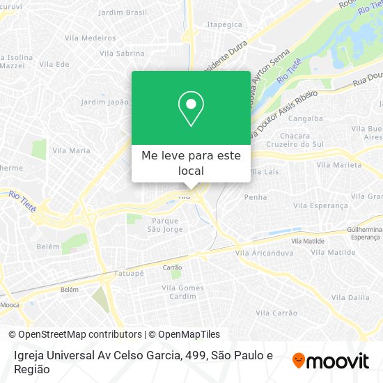 Igreja Universal Av Celso Garcia, 499 mapa