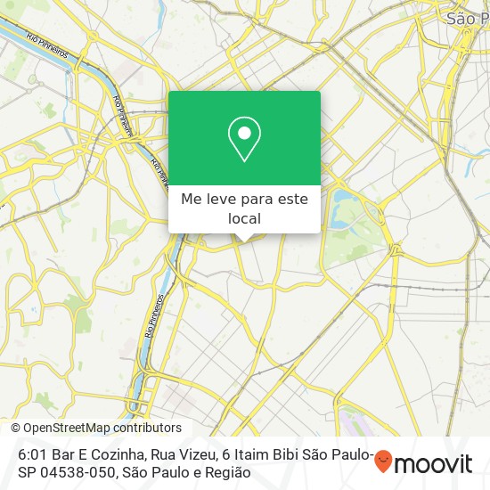 6:01 Bar E Cozinha, Rua Vizeu, 6 Itaim Bibi São Paulo-SP 04538-050 mapa