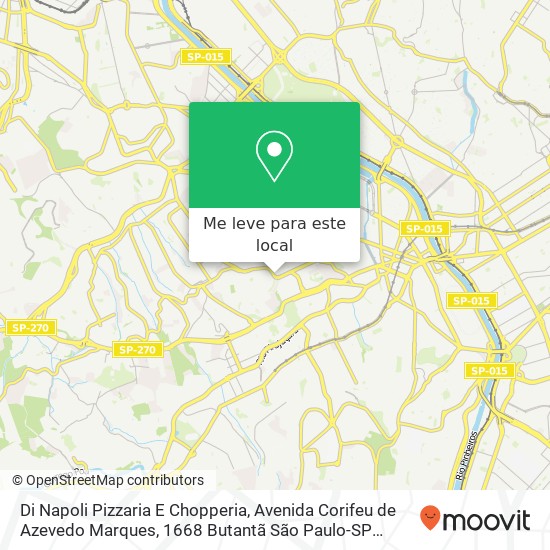 Di Napoli Pizzaria E Chopperia, Avenida Corifeu de Azevedo Marques, 1668 Butantã São Paulo-SP 05582-001 mapa