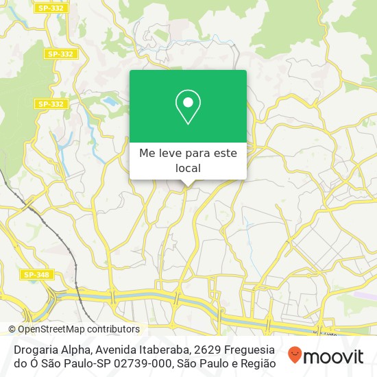 Drogaria Alpha, Avenida Itaberaba, 2629 Freguesia do Ó São Paulo-SP 02739-000 mapa