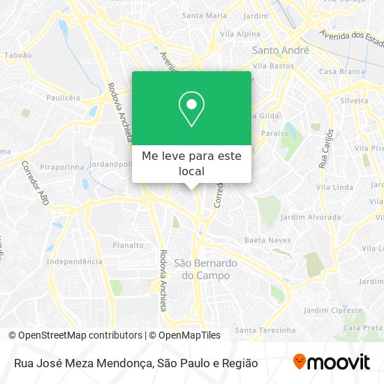 Rua José Meza Mendonça mapa