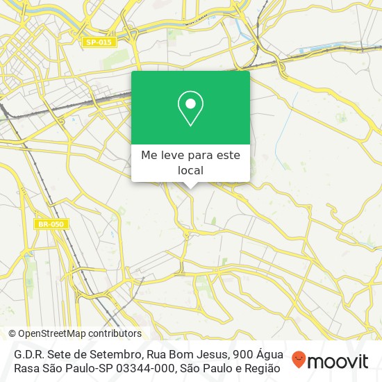 G.D.R. Sete de Setembro, Rua Bom Jesus, 900 Água Rasa São Paulo-SP 03344-000 mapa