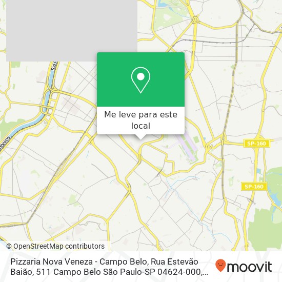 Pizzaria Nova Veneza - Campo Belo, Rua Estevão Baião, 511 Campo Belo São Paulo-SP 04624-000 mapa