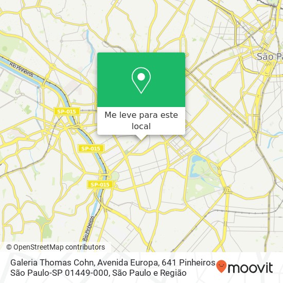 Galeria Thomas Cohn, Avenida Europa, 641 Pinheiros São Paulo-SP 01449-000 mapa