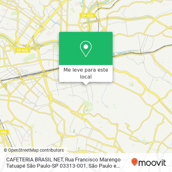 CAFETERIA BRASIL NET, Rua Francisco Marengo Tatuapé São Paulo-SP 03313-001 mapa