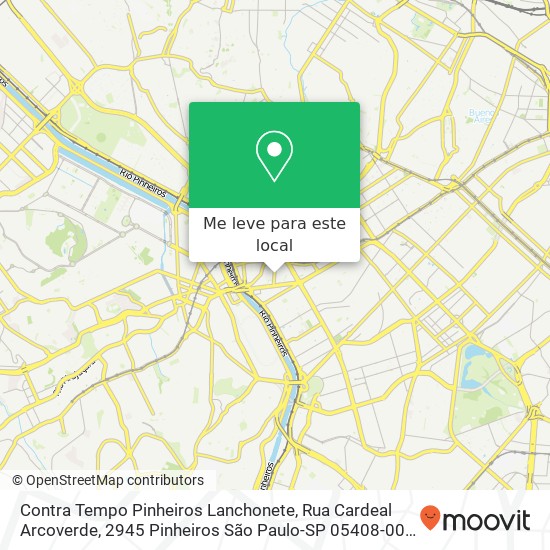 Contra Tempo Pinheiros Lanchonete, Rua Cardeal Arcoverde, 2945 Pinheiros São Paulo-SP 05408-003 mapa