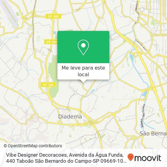 Vibe Designer Decoracoes, Avenida da Água Funda, 440 Taboão São Bernardo do Campo-SP 09669-100 mapa