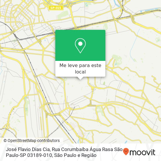 José Flavio Dias Cia, Rua Corumbaíba Água Rasa São Paulo-SP 03189-010 mapa