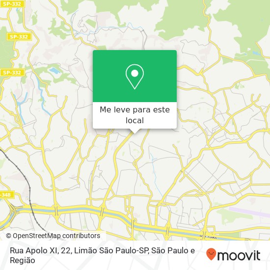 Rua Apolo XI, 22, Limão São Paulo-SP mapa