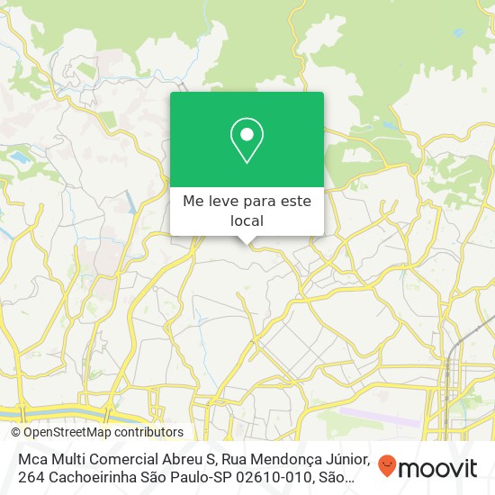 Mca Multi Comercial Abreu S, Rua Mendonça Júnior, 264 Cachoeirinha São Paulo-SP 02610-010 mapa