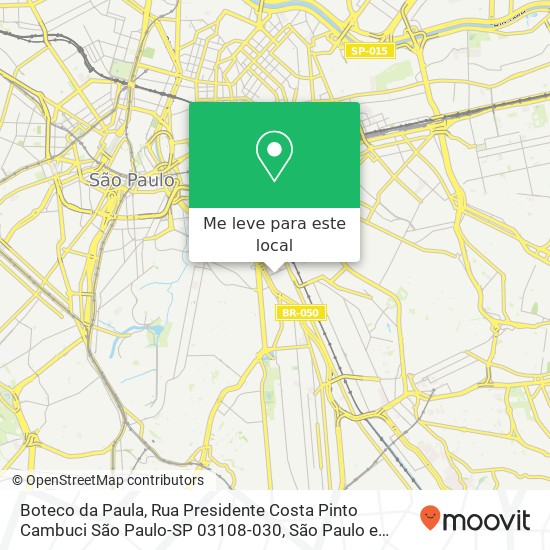 Boteco da Paula, Rua Presidente Costa Pinto Cambuci São Paulo-SP 03108-030 mapa