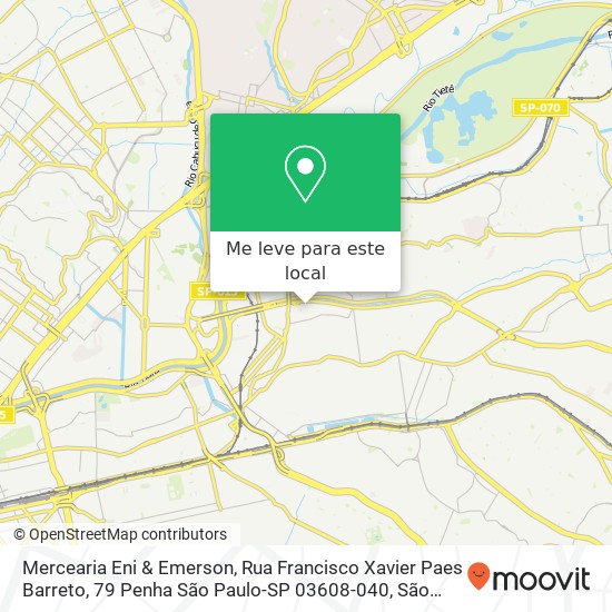 Mercearia Eni & Emerson, Rua Francisco Xavier Paes Barreto, 79 Penha São Paulo-SP 03608-040 mapa