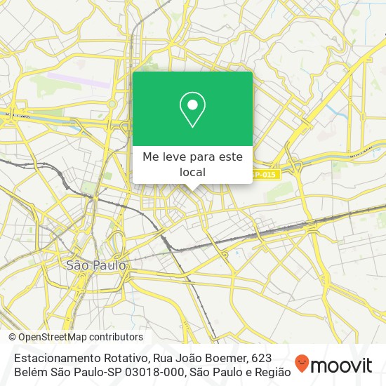 Estacionamento Rotativo, Rua João Boemer, 623 Belém São Paulo-SP 03018-000 mapa