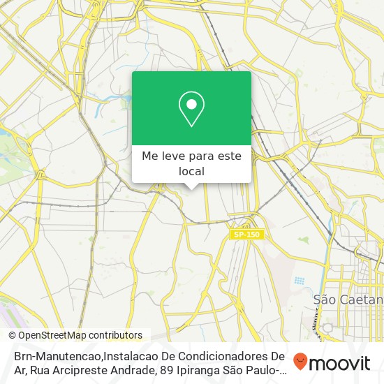 Brn-Manutencao,Instalacao De Condicionadores De Ar, Rua Arcipreste Andrade, 89 Ipiranga São Paulo-SP 04268-020 mapa
