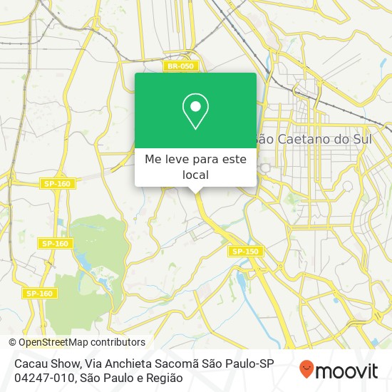 Cacau Show, Via Anchieta Sacomã São Paulo-SP 04247-010 mapa