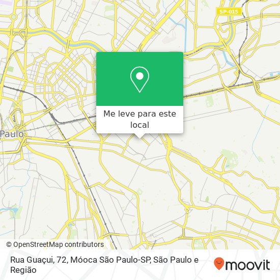 Rua Guaçui, 72, Móoca São Paulo-SP mapa