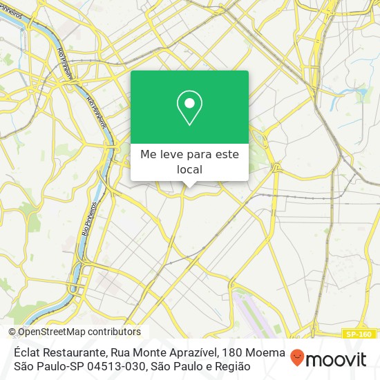 Éclat Restaurante, Rua Monte Aprazível, 180 Moema São Paulo-SP 04513-030 mapa