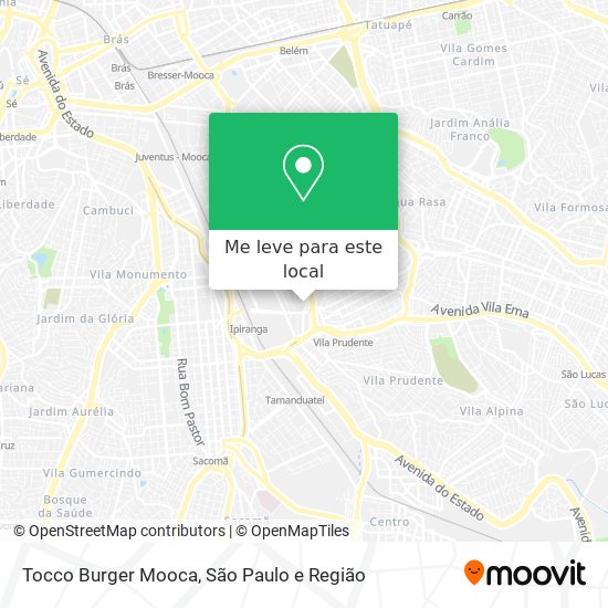 Tocco Burger Mooca mapa