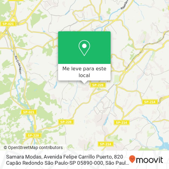 Samara Modas, Avenida Felipe Carrillo Puerto, 820 Capão Redondo São Paulo-SP 05890-000 mapa