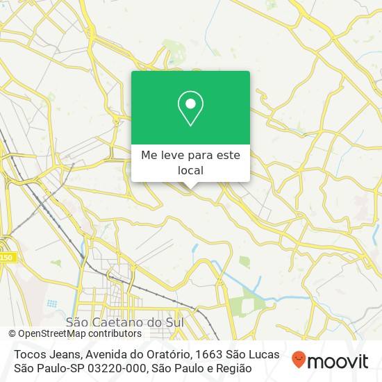 Tocos Jeans, Avenida do Oratório, 1663 São Lucas São Paulo-SP 03220-000 mapa